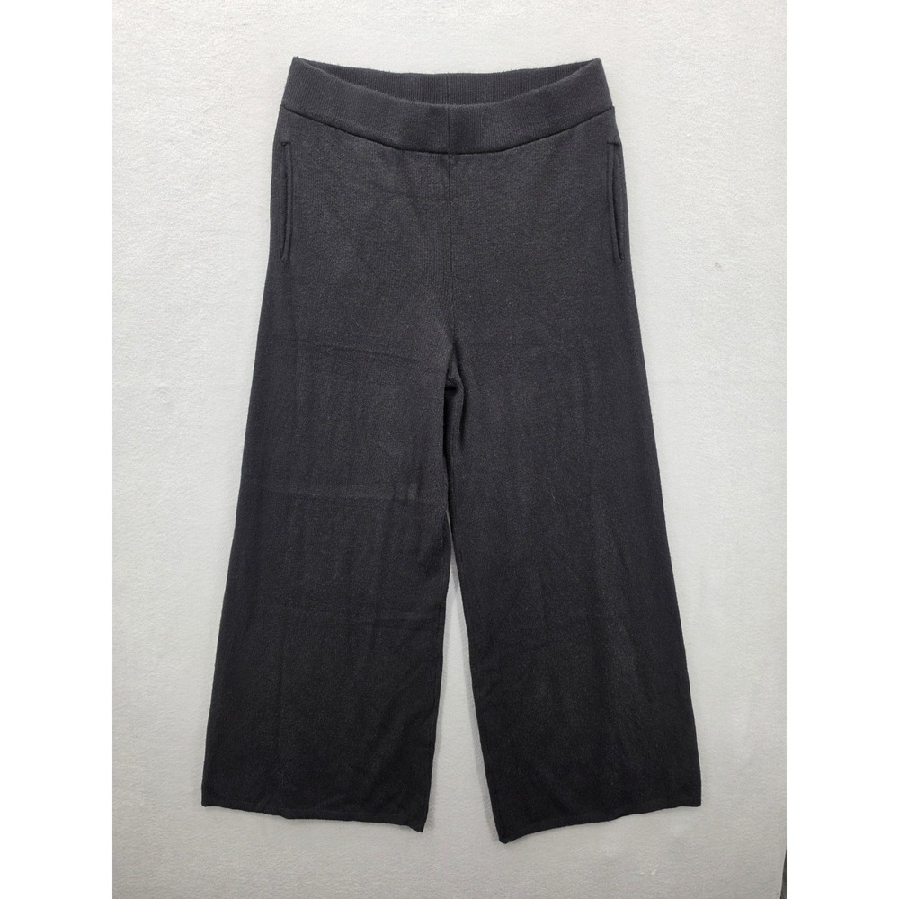 Time and Tru Women Knit Wide Leg Pants Black M 8-10 Cozy Lounge Casual Pockets
